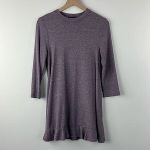 Modcloth Purple Mock Neck Ruffle Long Sleeve Tunic Dress Womens Size M